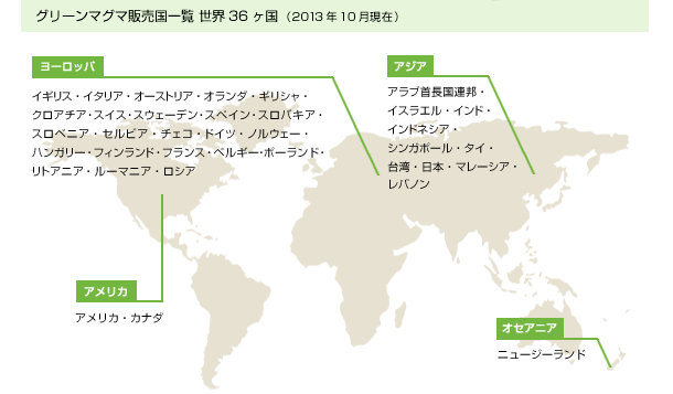 グリーンマグマ販売国一覧